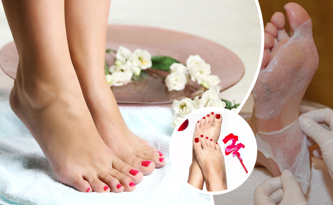 Soin anticallosité des pieds + pose vernis semi permanents (1h 15mn)