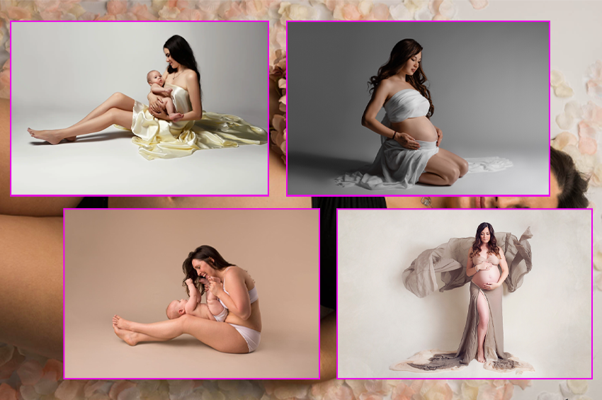 Shooting photo grossesse ou avec le bébé en studio